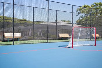 hockey net at Villas at Pine Hills, Manorville, NY